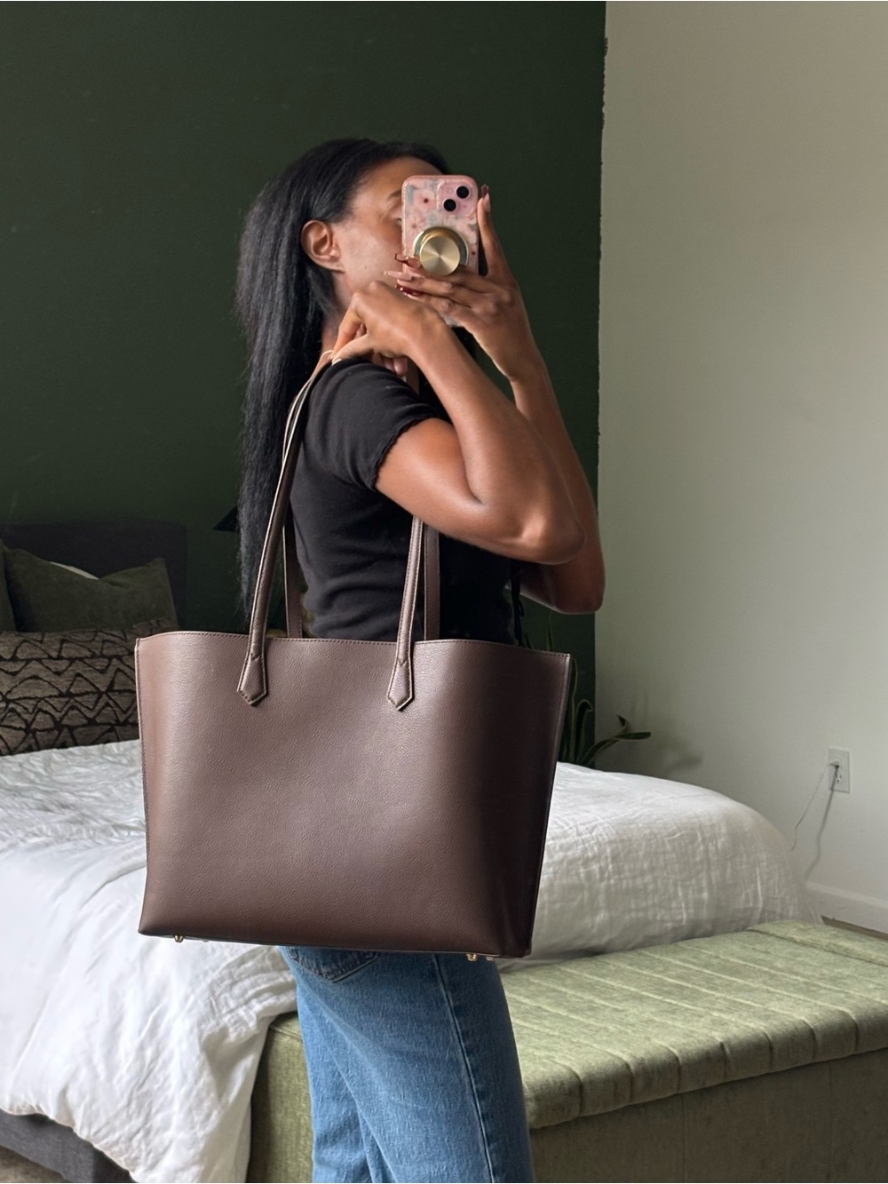 Quince Chocolate Brown Leather Tote Bag